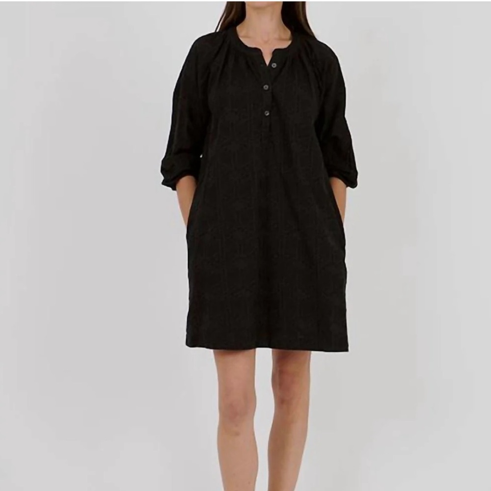 Xirena Chandler Dress with tonal geometric embroidery and eyelet cutouts